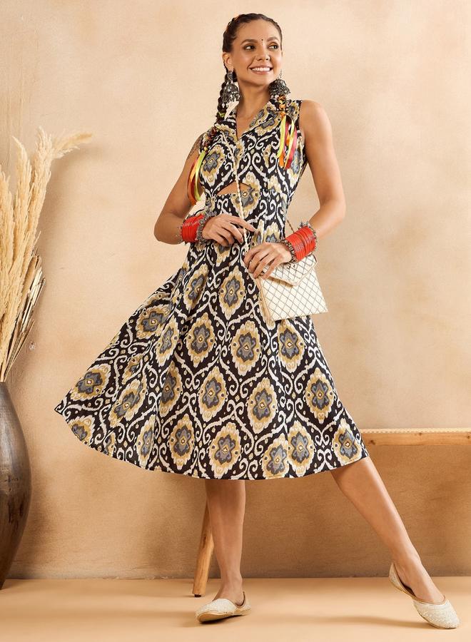 WineRed فستان بطول الركبة بلا أكمام مطبوع - Image 1